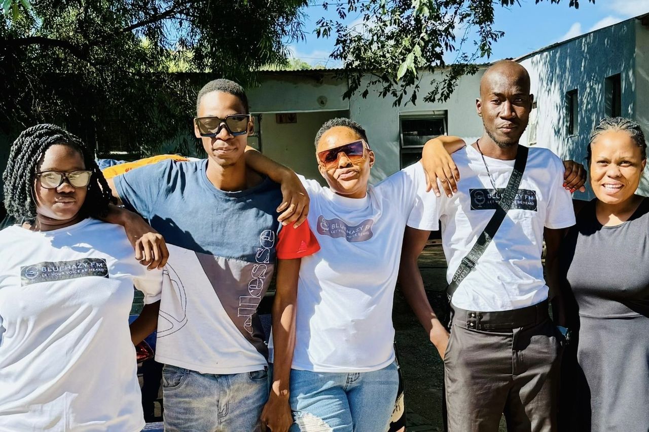 The Blue Hazy FM Team from left to right: Lindo Ndlovu Replay Nldovu Adronicca Pitsi Moxie Nyathi and Sister Gwebane jpg
