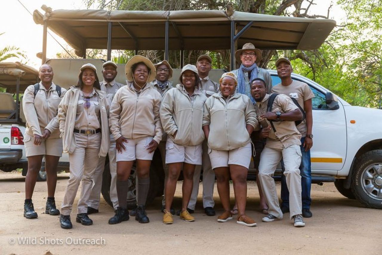 Our Conservation Academy students with GWFs Conservation Academy Co ordinator Sibusiso Mnisi and their photography teacher Mike Kendrick